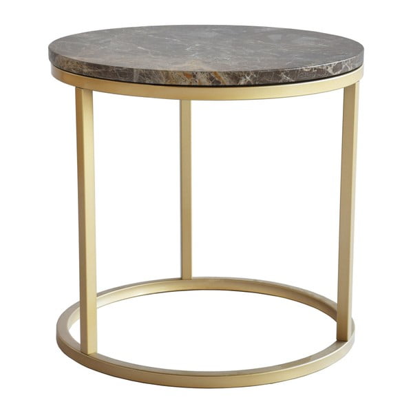 Brązowy stolik marmurowy z nogami w kolorze złota RGE Accent, ⌀ 50 cm