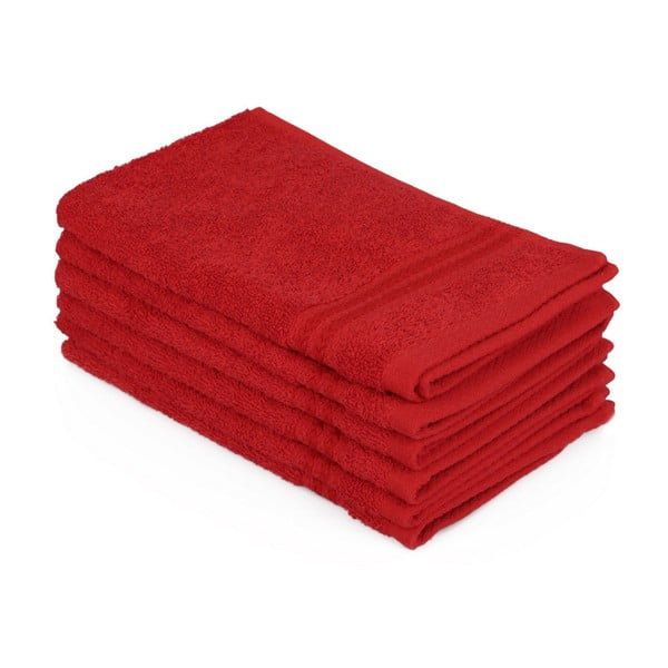 Komplet 6 czerwonych bawełnianych ręczników Madame Coco Lento Rojo, 30x50 cm