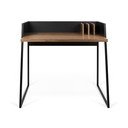 Czarne biurko z elementami z dekorem drewna orzecha TemaHome Volga Walnut