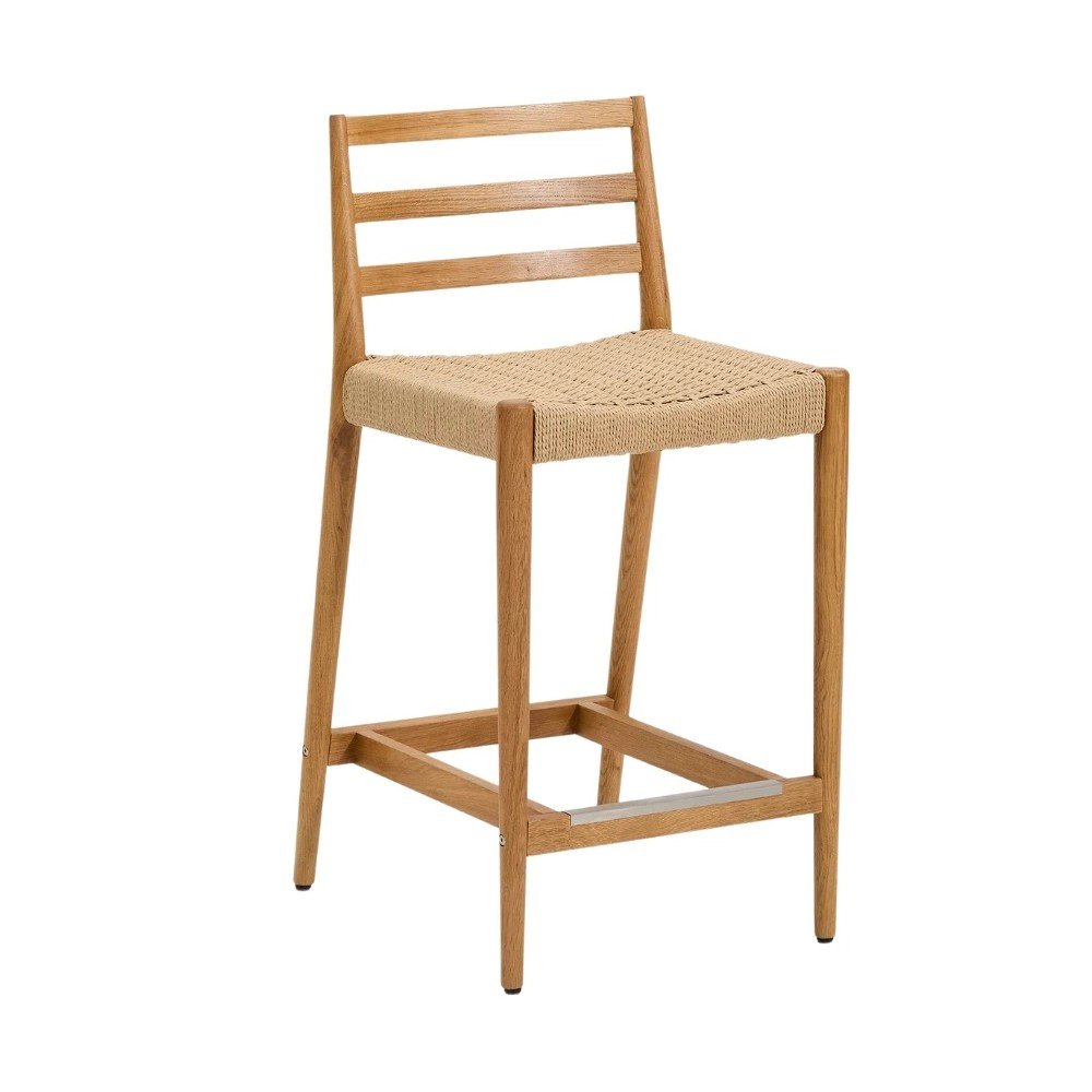 Hoker z litego drewna dębowego w naturalnym kolorze (wysokość siedziska 65 cm) Analy – Kave Home