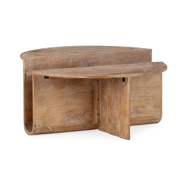 Okrągły stolik z litego drewna mango w ciemnym naturalnym kolorze ø 80 cm Divya – MOME