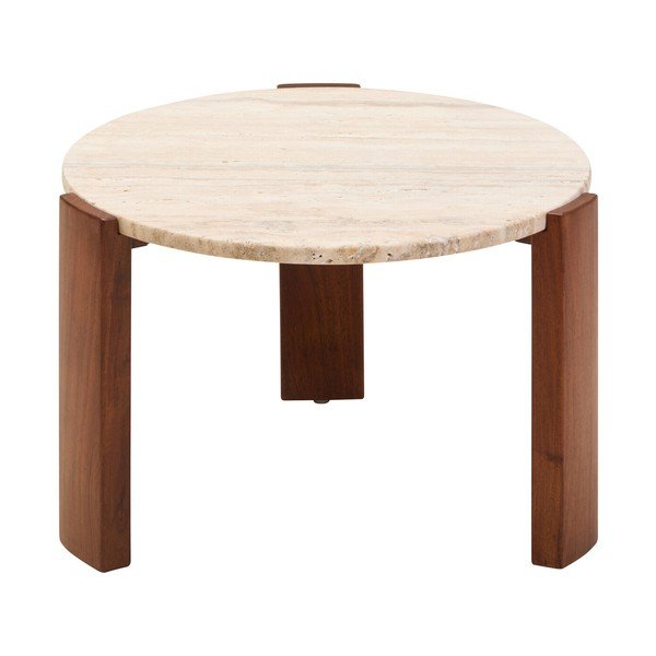 Brązowy/w jasnym naturalnym kolorze okrągły stolik z marmurowym blatem ø 60 cm Palermo – Premier Housewares