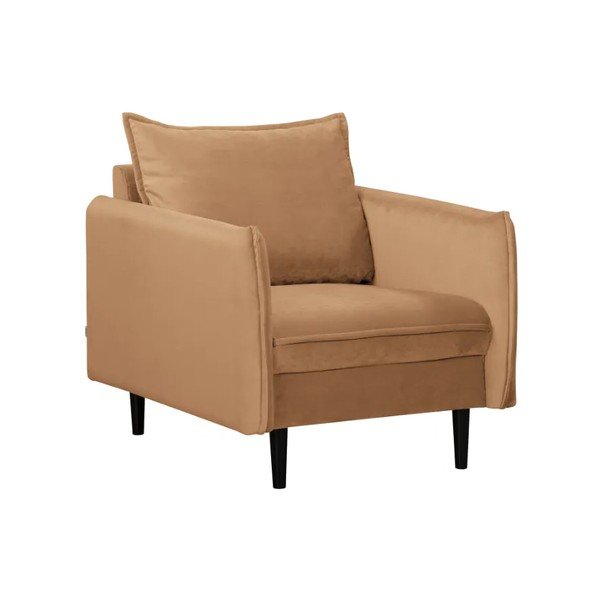 Brązowy aksamitny fotel Juli – Ropez