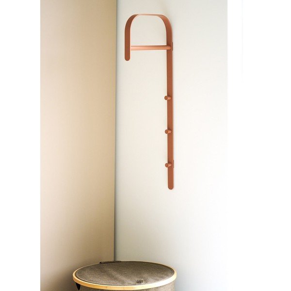 Koniakowy metalowy stojak na ubrania ścienny 30x80x3 cm Gresto – House Nordic-image-1