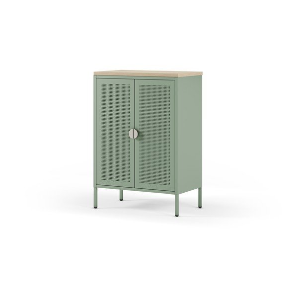Miętowa/w naturalnym kolorze metalowa szafka 70x100x40 cm Sayla – Marckeric-image-4