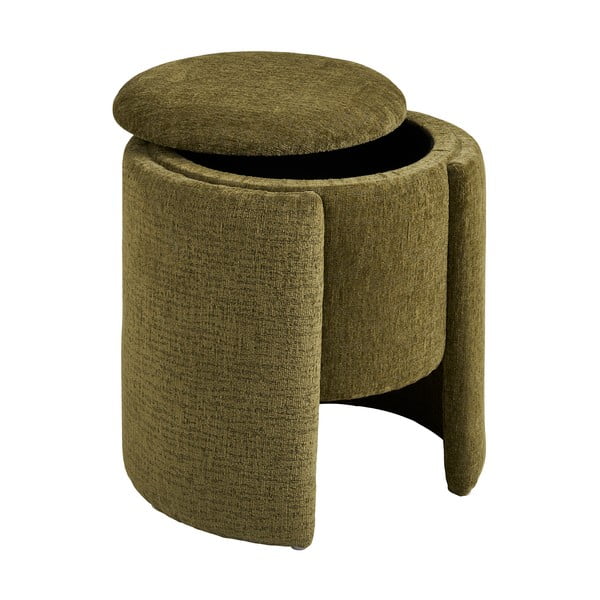 Puf z tkaniny szenilowej w kolorze khaki Walsdorf – House Nordic-image-3