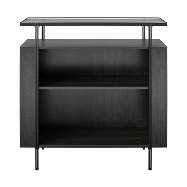 Czarna niska komoda w dekorze dębu 90x90 cm Wainwright – Queer Eye-image-2