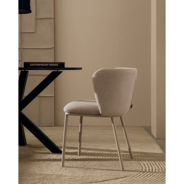 Beżowy tapicerowany fotel jadalniany Ciselia – Kave Home-image-1