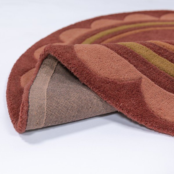 Bordowy wełniany okrągły dywan tkany ręcznie ø 120 cm Lois – Flair Rugs-image-3