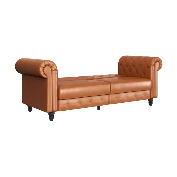 Koniakowa rozkładana sofa z imitacji skóry 236 cm Felix – Støraa-image-3
