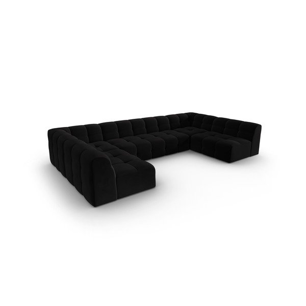 Czarny aksamitny narożnik (w kształcie litery "U") Kendal – Micadoni Home-image-3