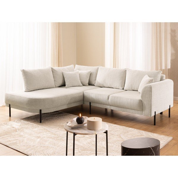 Beżowy narożnik z tkaniny szenilowej (lewostronny/w kształcie litery L) Mauris  – Ropez-image-4