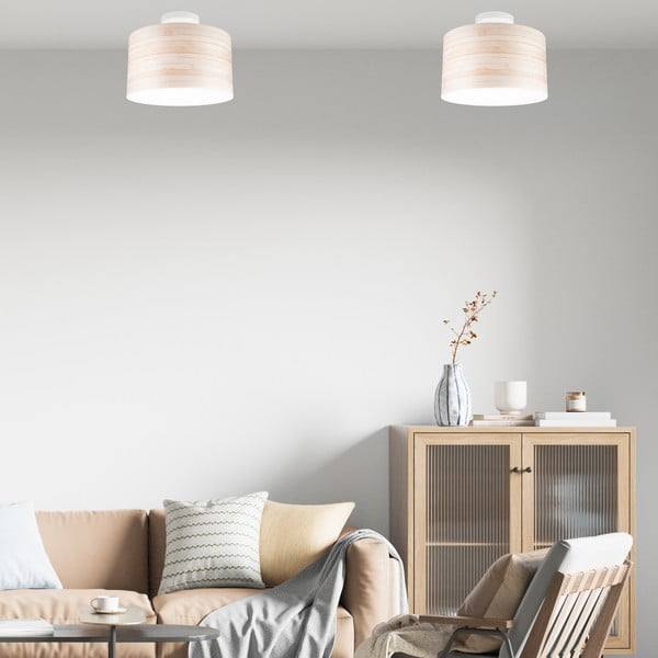 Jasnobrązowa lampa sufitowa z tekstylnym kloszem ø 35 cm Print – LAMKUR-image-1