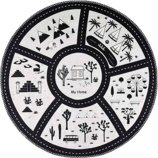 Czarno-biały dziecięcy dywan do zabawy odpowiedni do prania ø120 cm My Home – Vitaus