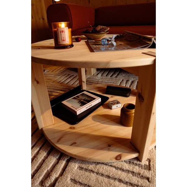 Okrągły stolik z litego drewna sosnowego w jasnym naturalnym kolorze ø 70 cm Tuck – Karup-image-4