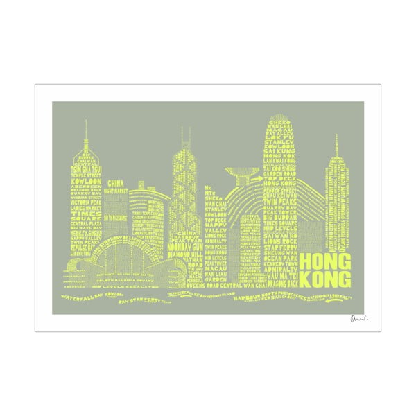 Plakat Hong Kong Grey&Yellow, 50x70 cm