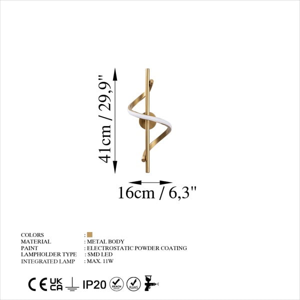 Kinkiet LED w kolorze mosiądzu Likma – Opviq lights-image-4