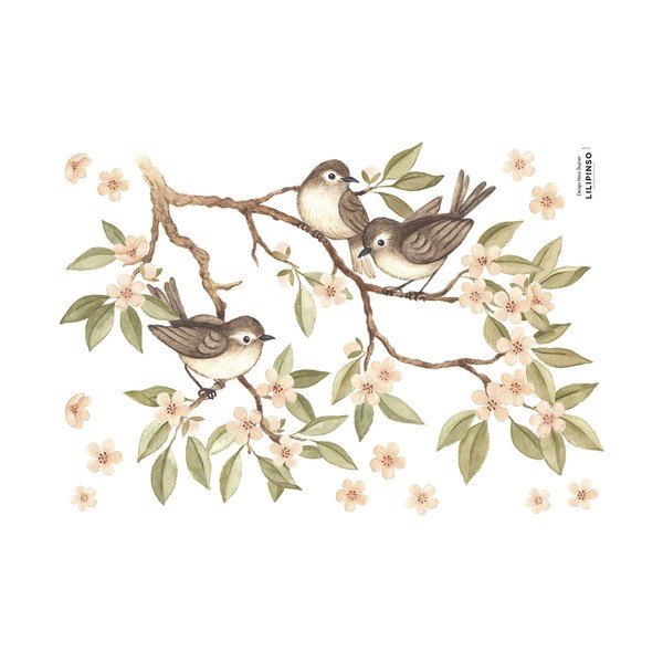 Naklejki dziecięce 30x42 cm Branch And Sparrows – Lilipinso