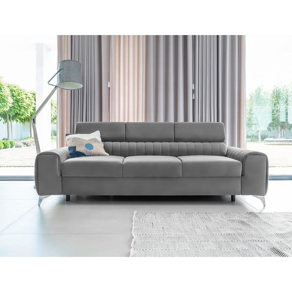 Jasnoszara aksamitna rozkładana sofa 261 cm Laurence – ELTAP-image-3
