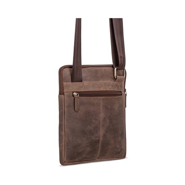 Ciemnobrązowa torebka skórzana na ramię na iPad Packenger-image-1