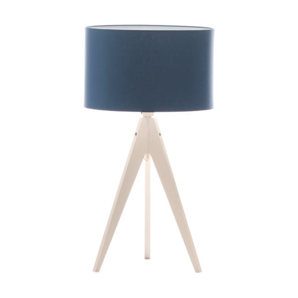 Niebieska lampa stołowa 4room Artist, biała lakierowana brzoza, Ø 33 cm