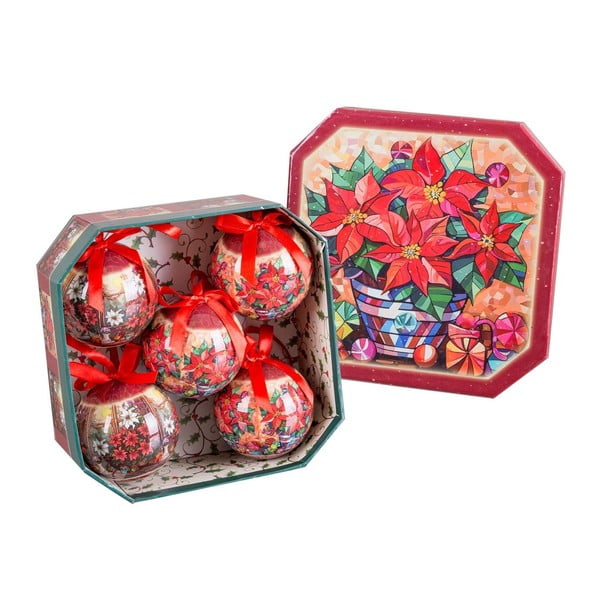 Bombki zestaw 5 szt. ø 7,5 cm Ponsetia Memory – Casa Selección