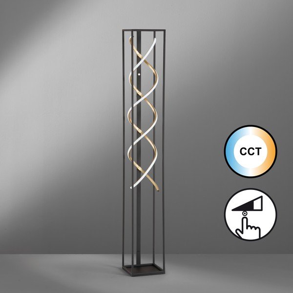 Czarna lampa stojąca LED ze ściemniaczem (wysokość 140 cm) Gil – Fischer & Honsel-image-1