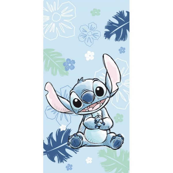 Niebieski bawełniany ręcznik dziecięcy 70x140 cm Lilo and Stitch "Ohana Blue" – Jerry Fabrics