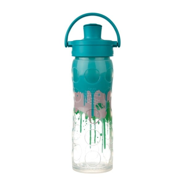 Szklana butelka na wodę w silikonowym rękawie Lifefactory Ultramarine Splash Activ Premium, 475 ml