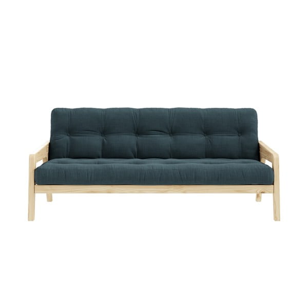 Ciemnozielona sofa rozkładana ze sztruksową tapicerką Karup Design Grab Raw/Pale Blue