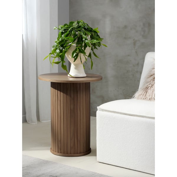 Okrągły stolik w dekorze dębu ø 50 cm Nola – Unique Furniture-image-1