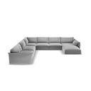 Jasnoszary aksamitny narożnik (lewostronny/w kształcie litery U) Vanda – Mazzini Sofas