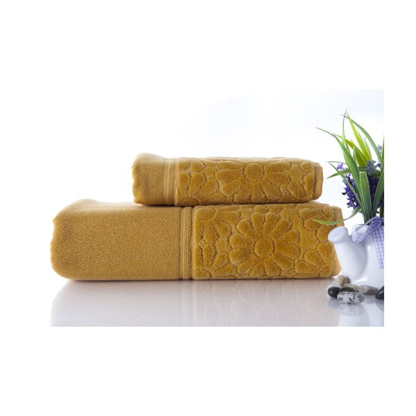 Zestaw 2 ręczników Samba Mustard Color, 70x140 i 50x90 cm