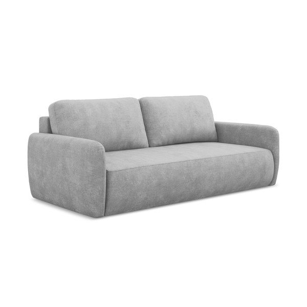 Jasnoszara rozkładana sofa z tkaniny szenilowej ze schowkiem 218 cm Lilo – Makamii-image-1