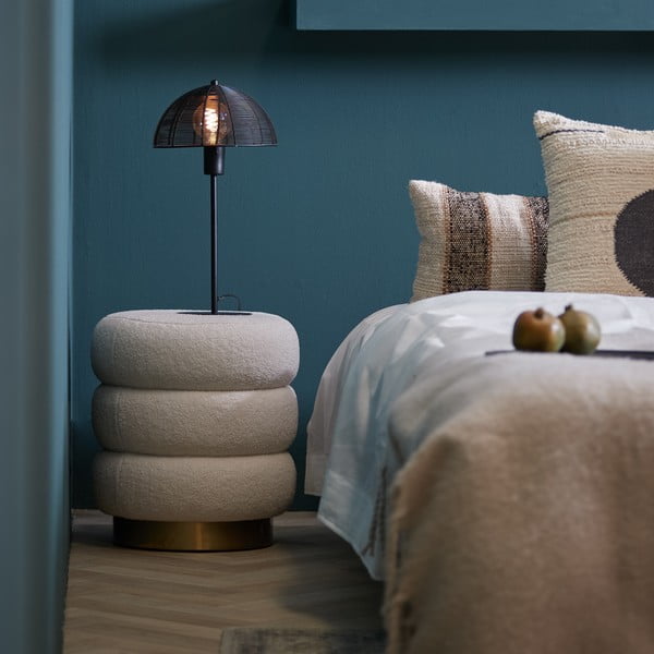 Biały puf z materiału bouclé Kimi – Light & Living-image-4