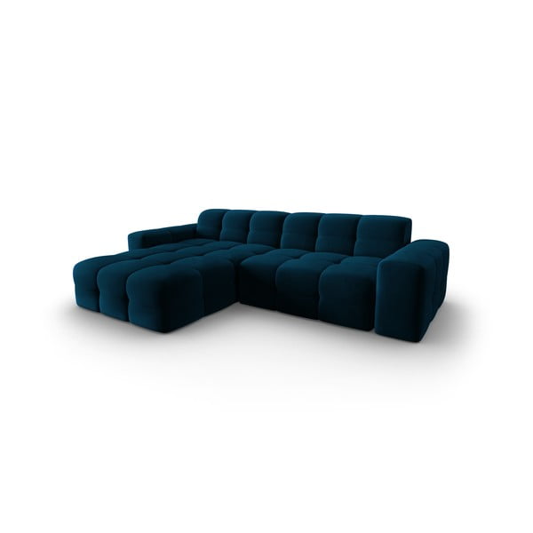 Ciemnoniebieski aksamitny narożnik (lewostronny) Kendal – Micadoni Home-image-3