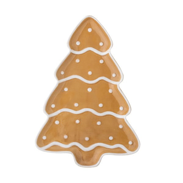 Jasnobrązowy ceramiczny talerz do serwowania ze świątecznym motywem Ginnie – Bloomingville