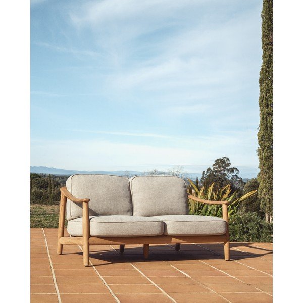 Beżowa/w naturalnym kolorze tapicerowana sofa ogrodowa Elunda – Kave Home-image-1