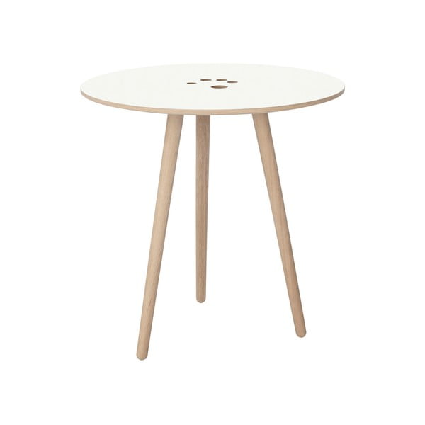 Biały stolik z jasnobrązowymi nogami WOOD AND VISION Handy, ⌀ 50 cm
