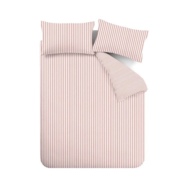 Różowa flanelowa pościel jednoosobowa 135x200 cm Stripe – Catherine Lansfield