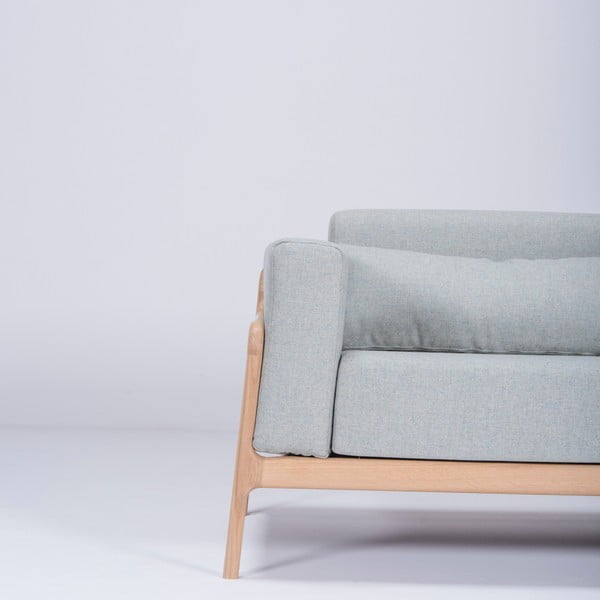 Niebieskoszara sofa z konstrukcją z litego drewna dębowego Gazzda Fawn, 180 cm-image-3