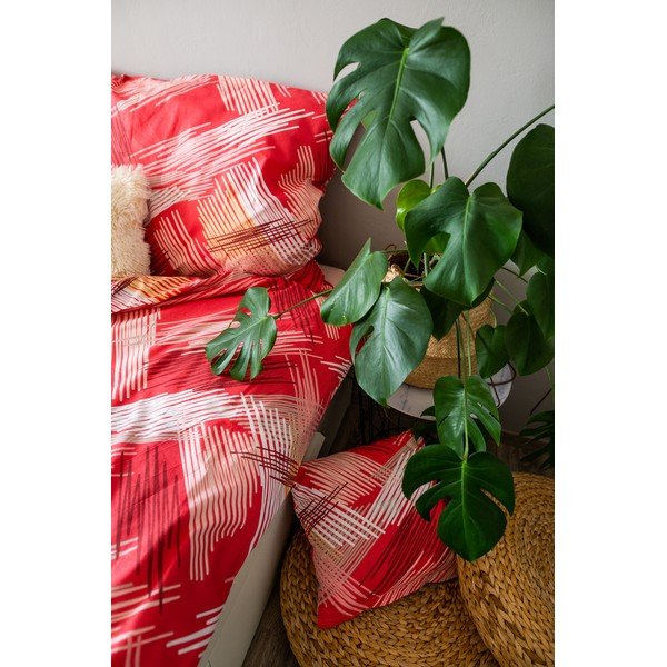 Czerwona bawełniana pościel jednoosobowa 140x200 cm LP Dita Red – Cotton House-image-3