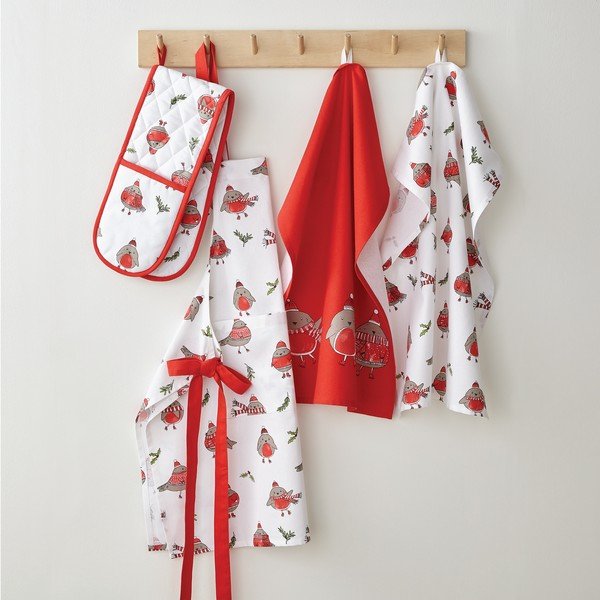 Bawełniane ścierki ze świątecznym motywem zestaw 2 szt. 50x70 cm Christmas Robins – Catherine Lansfield-image-2