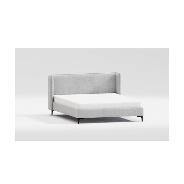 Szare tapicerowane łóżko dwuosobowe ze stelażem 140x200 cm Basti – Ropez-image-3