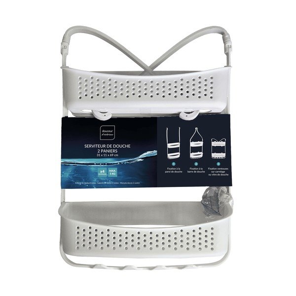 Wisząca plastikowa półka łazienkowa w matowym białym kolorze Vesper – douceur d'intérieur-image-4