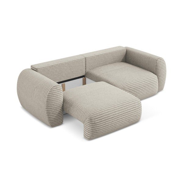 Jasnobrązowa sztruksowa rozkładana sofa ze schowkiem 266 cm Kini – Makamii-image-3
