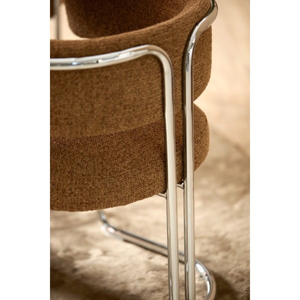 Brązowy metalowy fotel jadalniany z podłokietnikami Adante – Light & Living-image-3