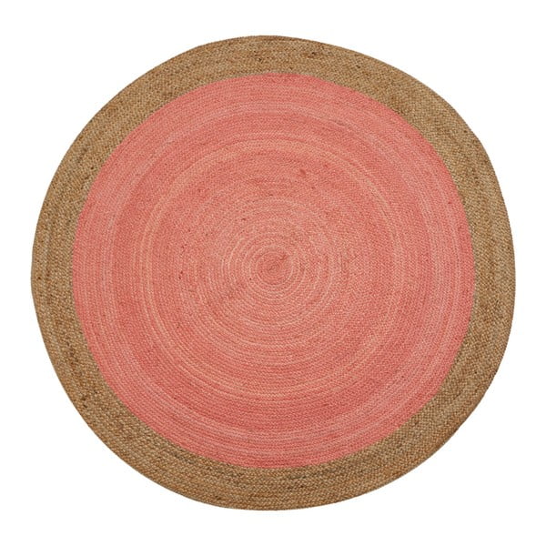 Różowy dywan odpowiedni na zewnątrz z juty Native, ⌀ 200 cm