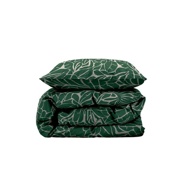 Zielona adamaszkowa pościel jednoosobowa 140x220 cm Abstract leaves – Södahl