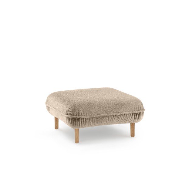 Beżowy podnóżek z materiału bouclé Bean – EMKO-image-1